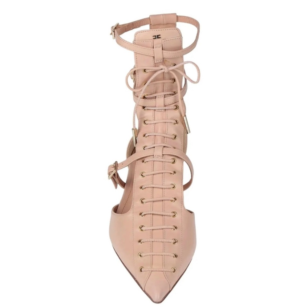 NEW! Elizabetta Franchi Nude Lace Up Shoes, Size 37